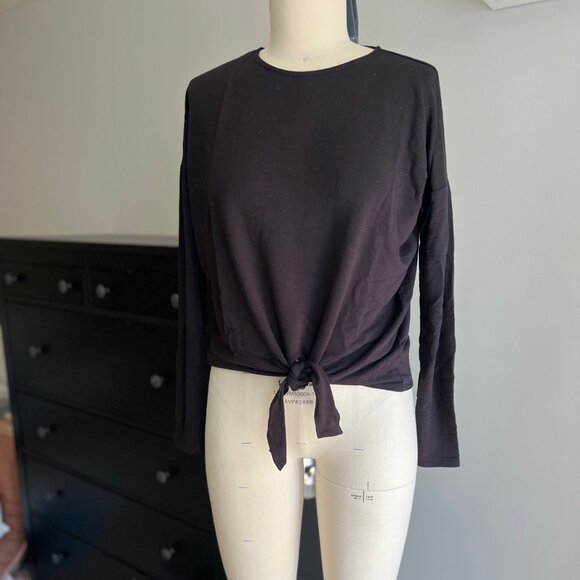 J. Crew Tops - J. Crew Black Tie Front Long Sleeve Tee